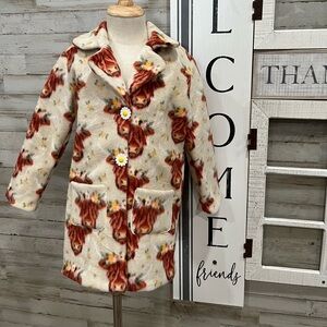 Highland steer fleece coat